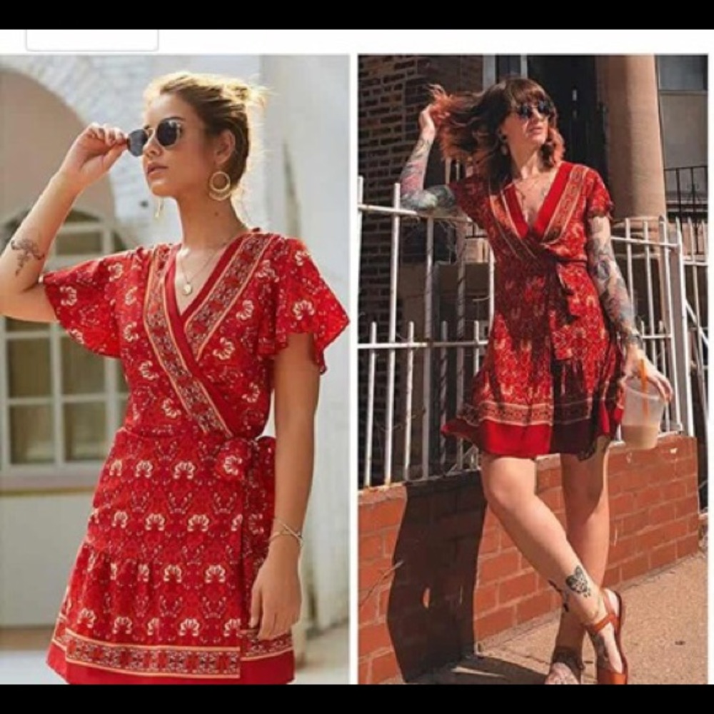 Women’sSummer MockWrap V Neck FloralPrinted